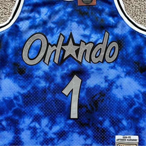 NBA GALAXY SWINGMAN ORLANDO MAGIC HARDAWAY BASKETBALL REFLECTIVE TIE DYE BLACK - Picture 4 of 6